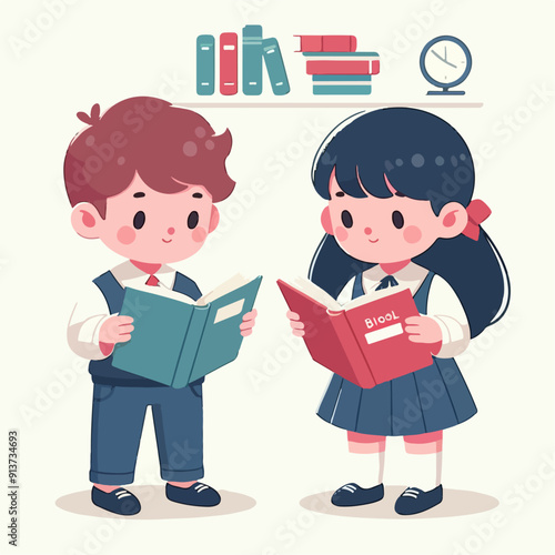 cartoon school child flat illustration