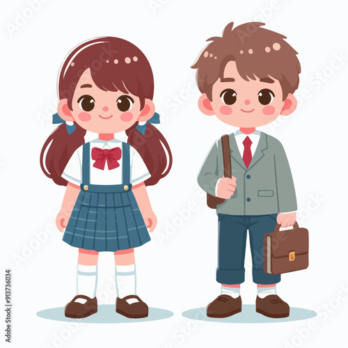cartoon school child flat illustration