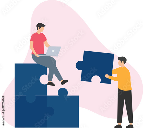 Problem Solving, Complete jigsaw puzzle to solve business problem, solution or connection, business achievement, challenge or business management concept
