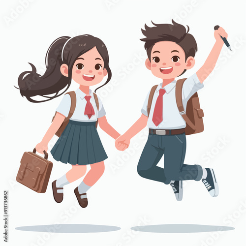 cartoon school child flat illustration