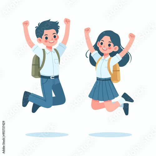 cartoon school child flat illustration