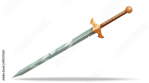 Big two-handed sword isolated on white background. Vector illustration in cartoon style