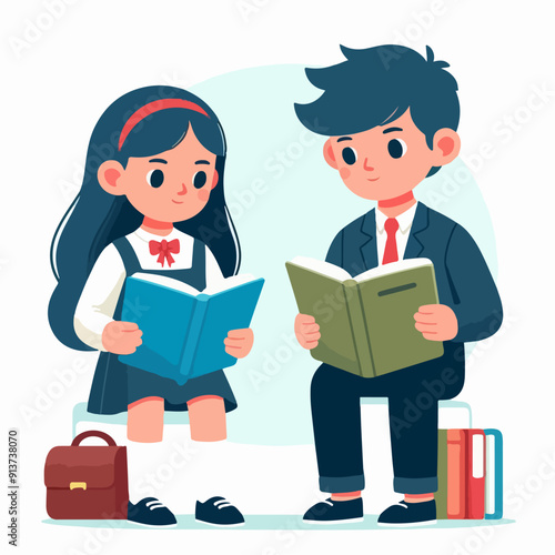 cartoon school child flat illustration