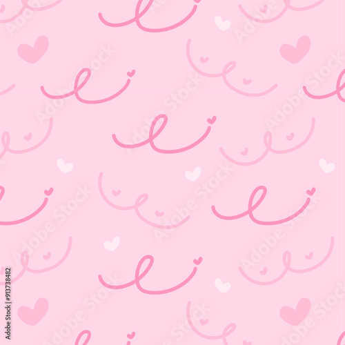 Vector pink ribbon pattern background for breast cancer awareness campaign