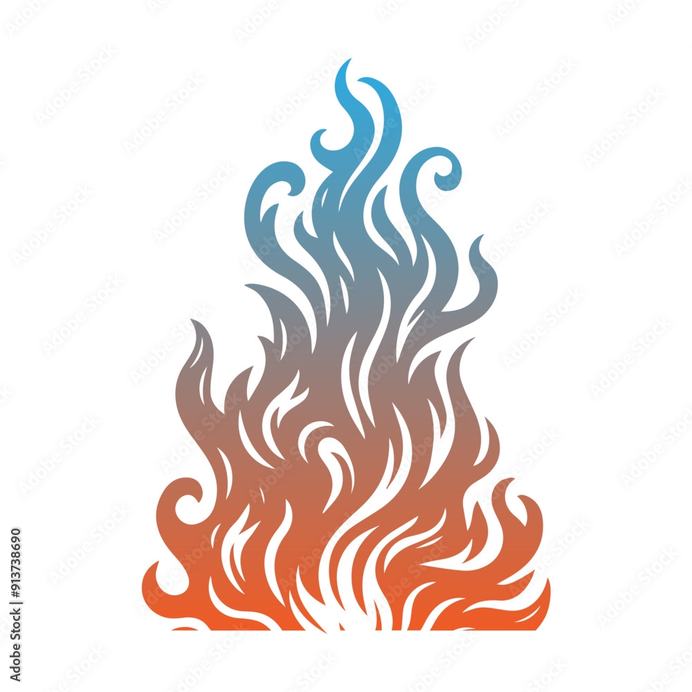 gradient orange and blue fire vector flat design gradient orange and blue fire vector flat design