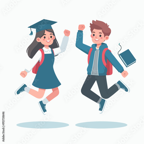 cartoon school child flat illustration