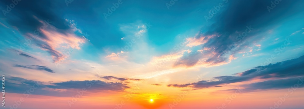 Colorful Sunset with Clouds and Sunrays Colorful Sunset with Clouds and Sunrays