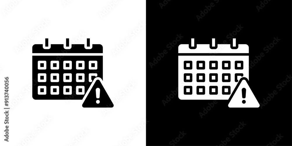 Naklejka premium Calendar exclamation icon Flat vector set outline