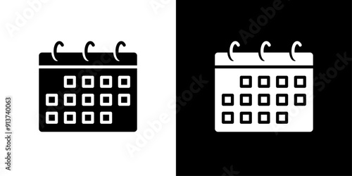 Calendar icon Flat vector set outline