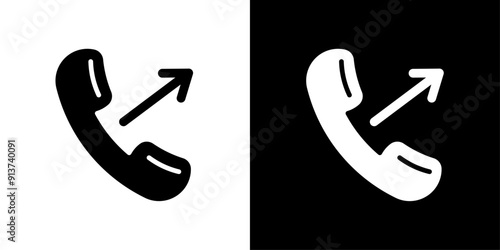 Call outgoing icon Flat vector set outline