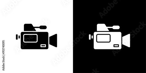Camcorder icon Flat vector set outline