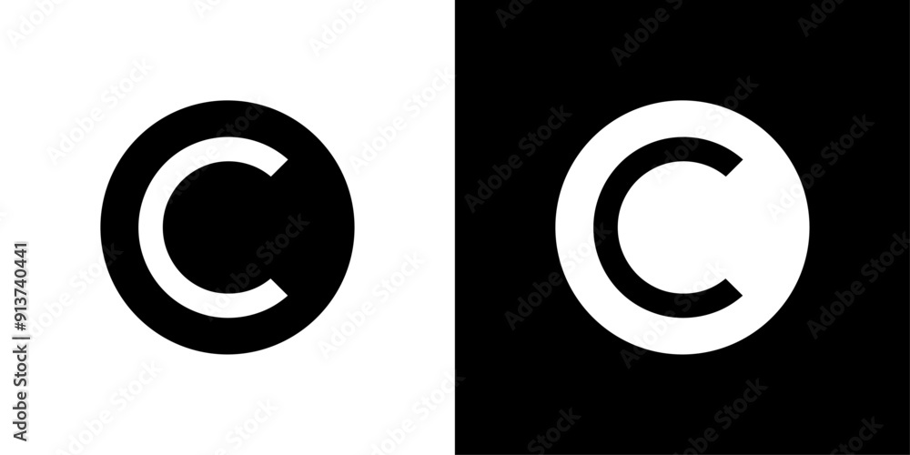 Copyright icon Flat vector set outline Copyright icon Flat vector set outline