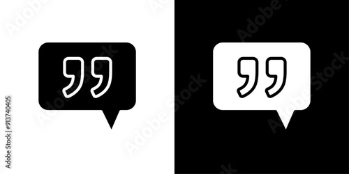 Comment quote icon Flat vector set outline