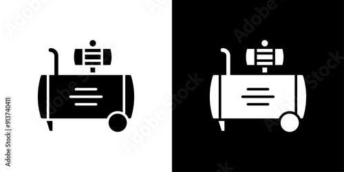 Compressor icon Flat vector set outline