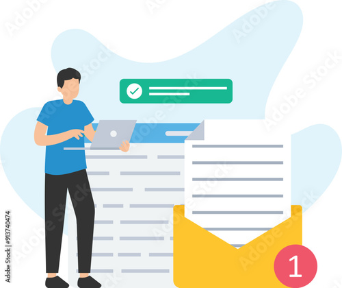 Email Verification, Email checking for cyber security, data protection or junk mail, online communication, Email safety and protection concept
