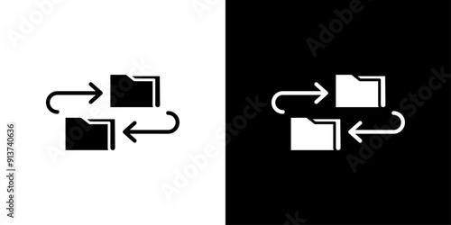 Data transfer icon Flat vector set outline