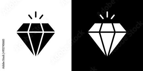 Diamond icon Flat vector set outline