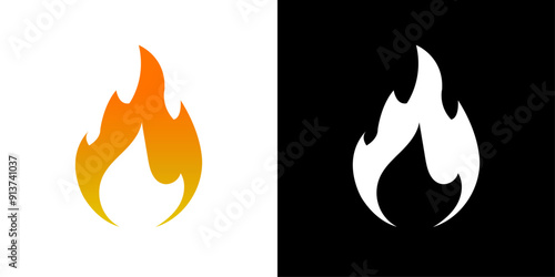 Flame icon Flat vector set outline