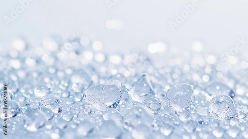 Hailstones on ground, meteorological event, macro photography style, crystal clear, isolated on white background