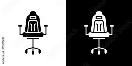 Gaming chair icon Flat vector set outline