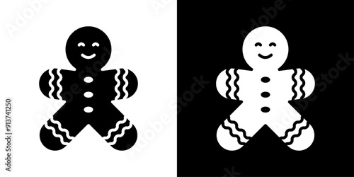 Gingerbread man icon Flat vector set outline
