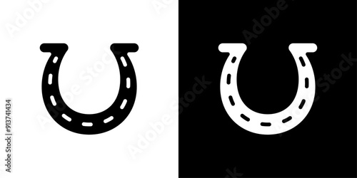 Horseshoe icon Flat vector set outline