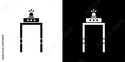 Metal detector icon Flat vector set outline
