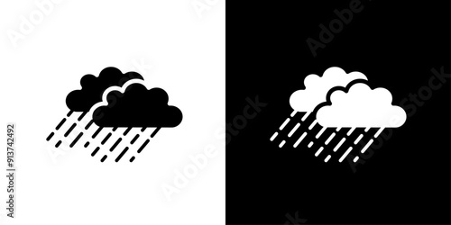 Rain icon Flat vector set outline