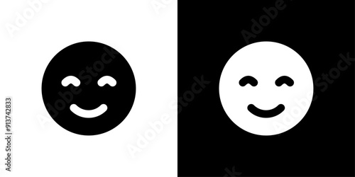 Smile icon Flat vector set outline