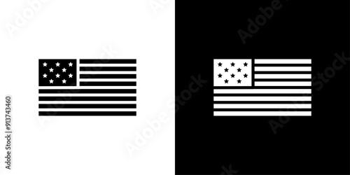 USA flag icon Flat vector set outline