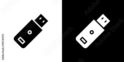 USB pendrive icon Flat vector set outline