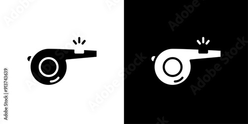 Whistle icon Flat vector set outline