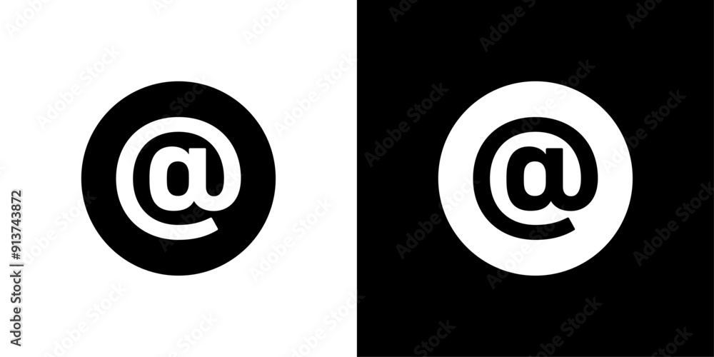 At icon Flat vector set outline At icon Flat vector set outline