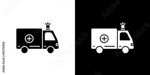 Ambulance icon Flat vector set outline