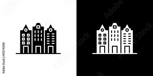 Amsterdam icon Flat vector set outline