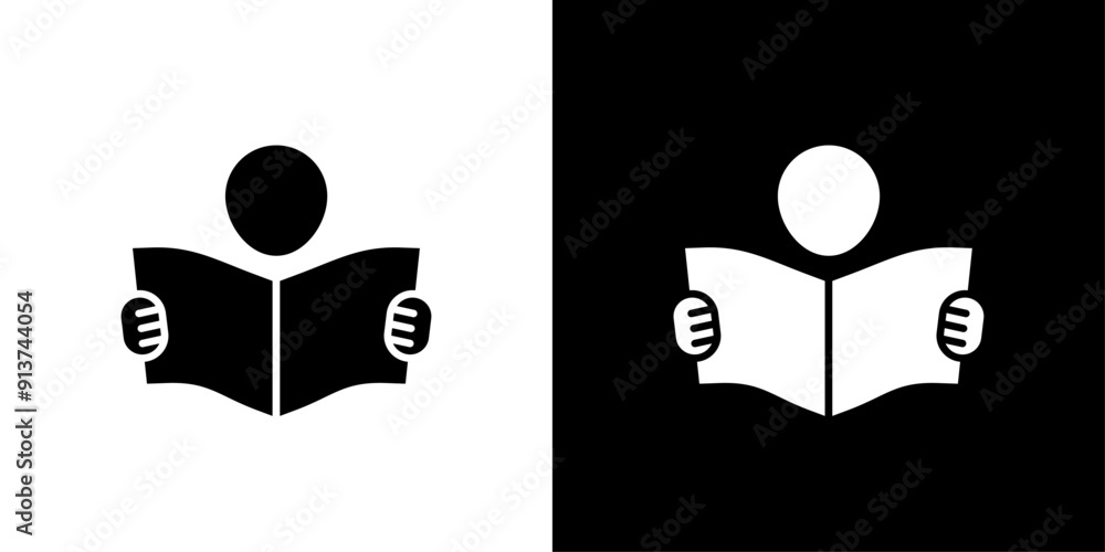 Book open reader icon Flat vector set outline Book open reader icon Flat vector set outline