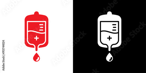 Blood transfusion icon Flat vector set outline