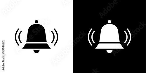 Bell ring icon Flat vector set outline