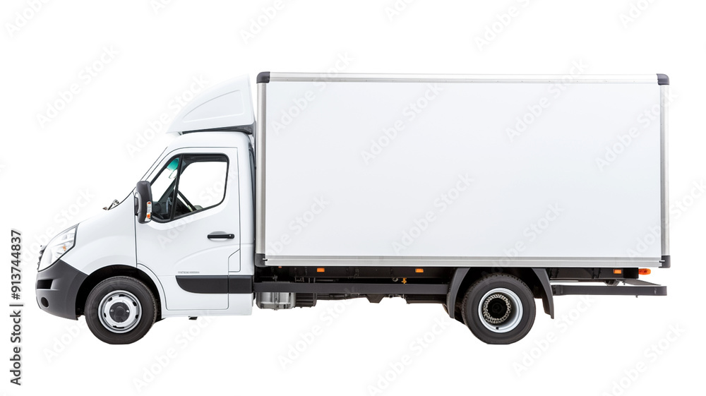 White cargo van on transparent background.
White cargo van on transparent background.