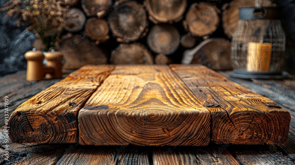 Empty wood table surface with a rustic finish, ideal for product display Empty wood table surface with a rustic finish, ideal for product display