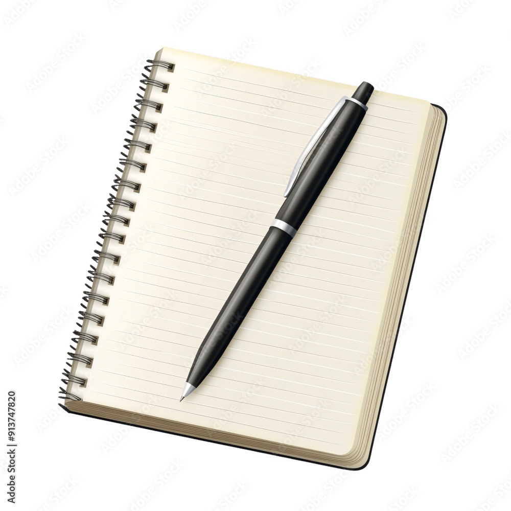 A blank spiral notebook lies open with a black pen placed on top, inviting creativity and ideas for writing or sketching A blank spiral notebook lies open with a black pen placed on top, inviting creativity and ideas for writing or sketching