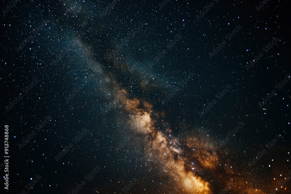 Fototapeta premium Fireworks with blur milky way background with copy-space with generative ai