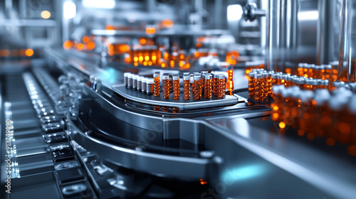 3D image showing the pharmaceutical industry, where medicines are made and studied.