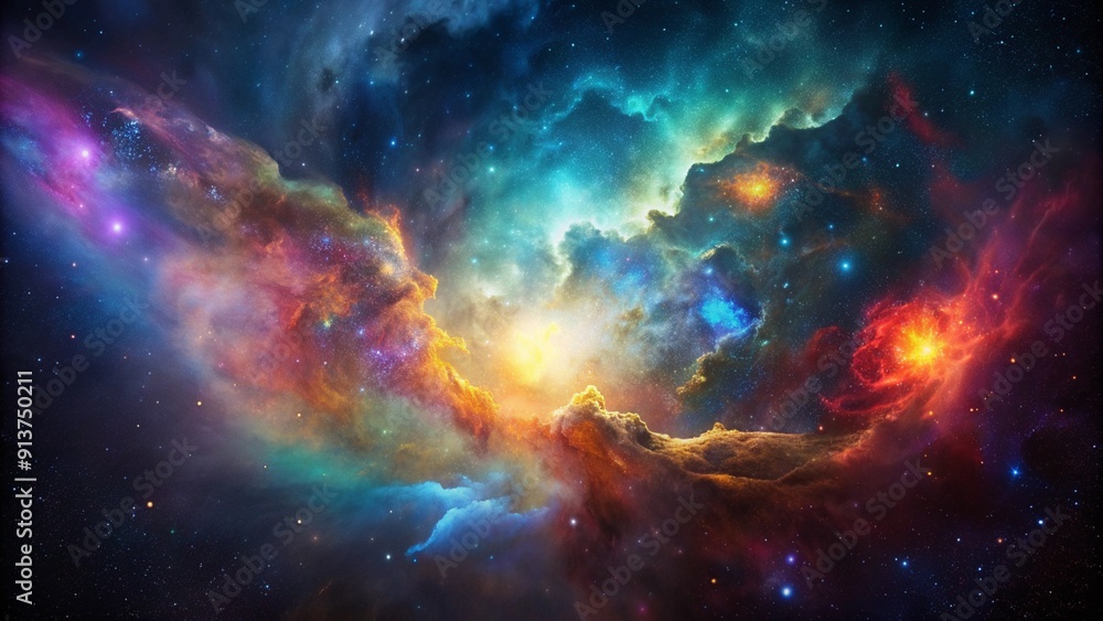 Naklejka premium Colorful nebula clouds are made up of colorful clouds of interstellar gas.