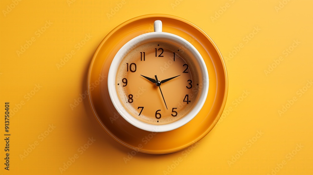 white cappuccino coffee cup with a clock face white cappuccino coffee cup with a clock face