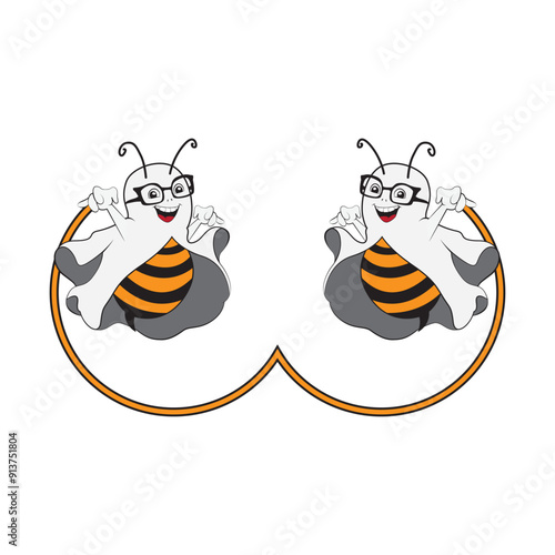 Boo bees, funny honeybees cartoon. Vector illustration for female tshirt print on demand merch