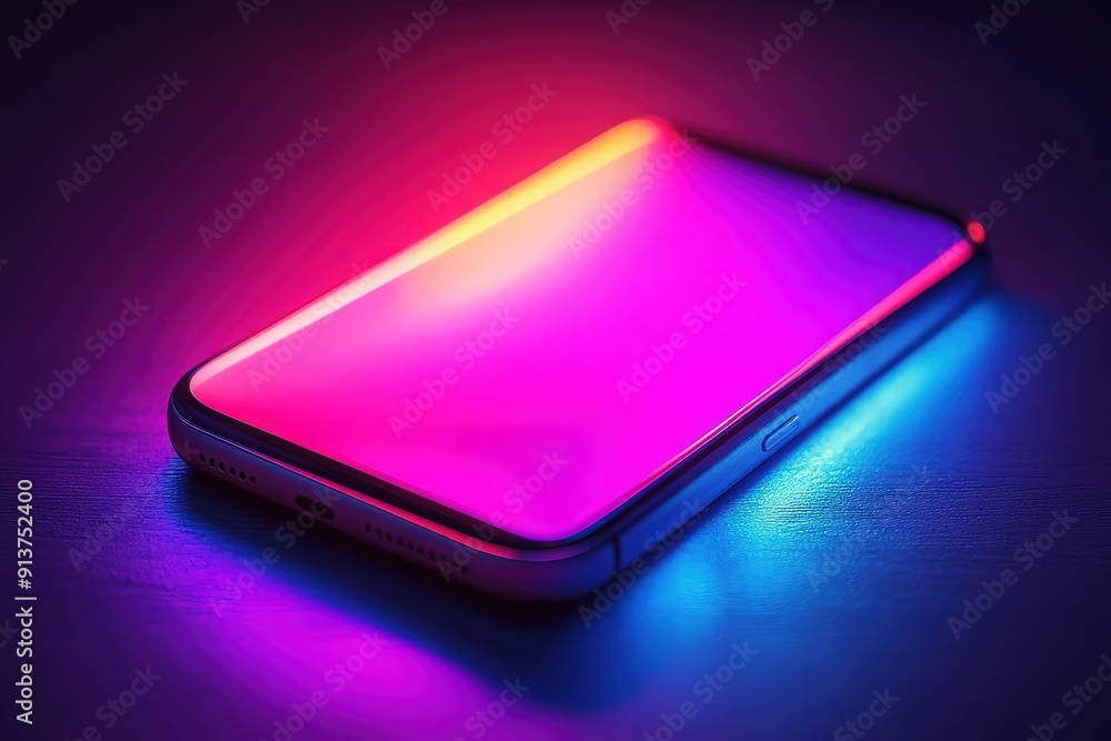 Smartphone with Vibrant Neon Colors Smartphone with Vibrant Neon Colors