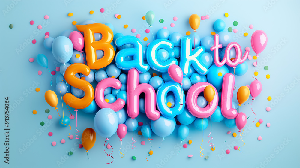 Vibrant and colorful Back to School Theme featuring playful balloons and festive decorations to celebrate the new academic year Vibrant and colorful Back to School Theme featuring playful balloons and festive decorations to celebrate the new academic year