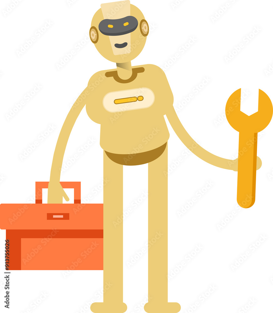 Robot Character Holding Toolbox and Wrench
Robot Character Holding Toolbox and Wrench