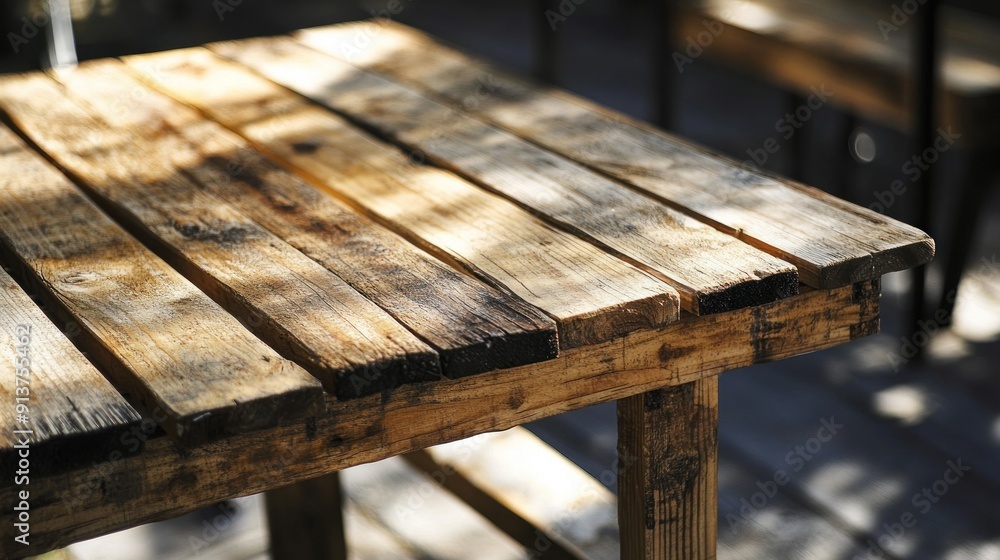 Rustic Wooden Table with Sunlight Rustic Wooden Table with Sunlight